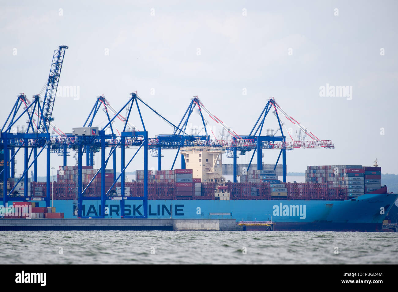 Magleby Maersk container ship in Deepwater Container Terminal DCT in Gdansk, Poland. July 22nd 2018 © Wojciech Strozyk / Alamy Stock Photo Stock Photo