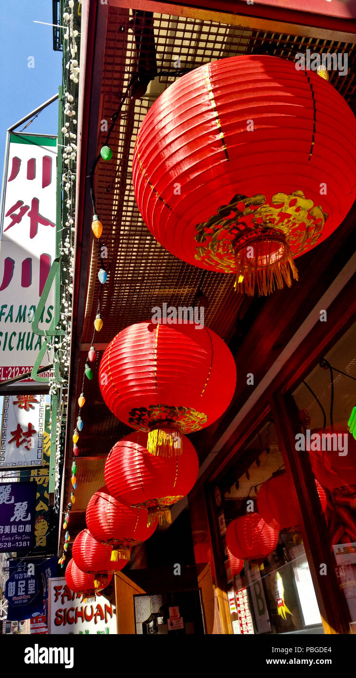 paper lanterns hanging in a Chinatown, New York store Stock Photo Alamy