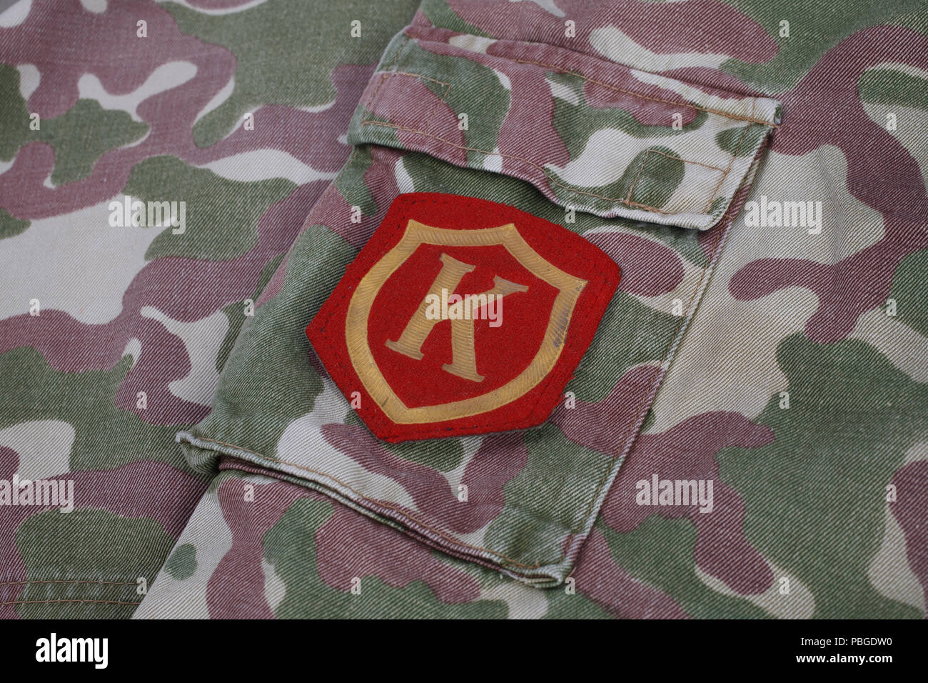 Soviet Army Commandant shoulder patch on camouflage uniform Stock Photo ...