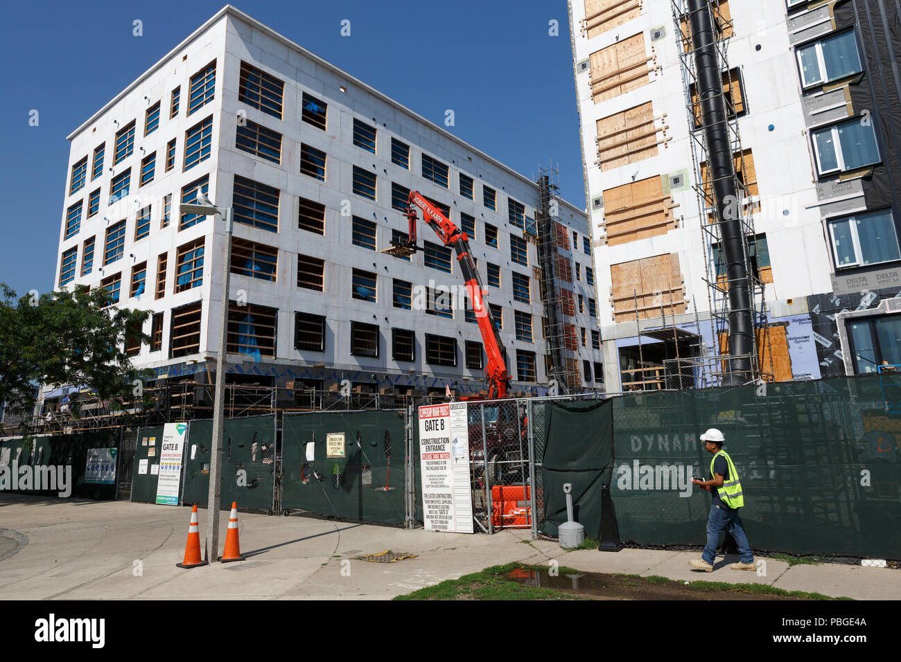 Residential condo construction site, East Boston, Boston Massachusetts USA Stock Photo