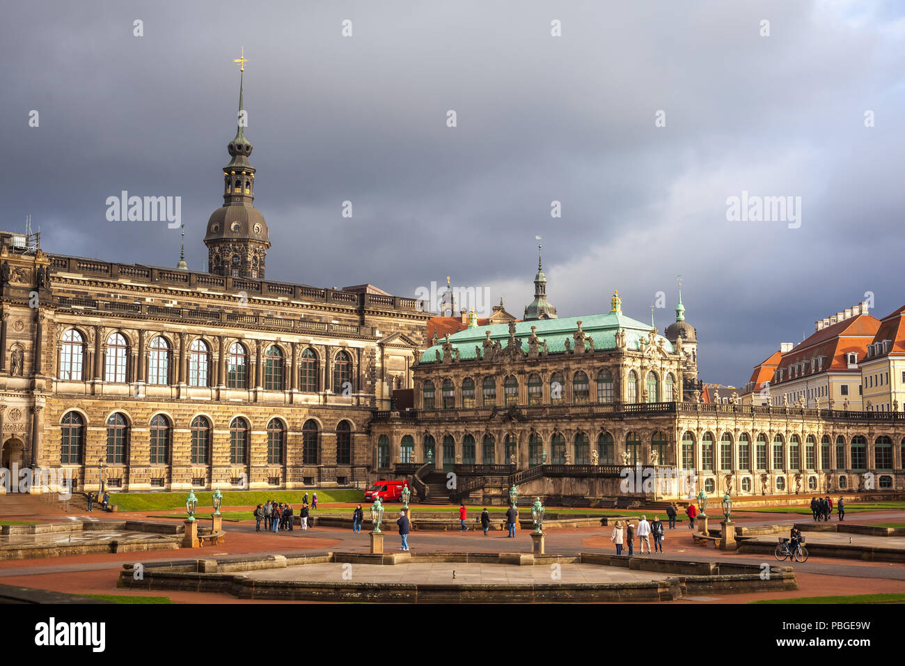 22.01.2018 Dresden, Germany - Zwinger Palace (architect Matthaus Poppelmann) - royal palace since 17 century in Dresden. Stock Photo