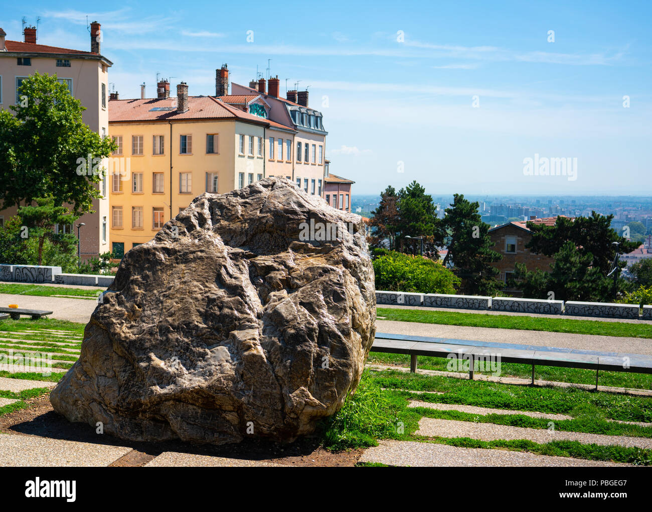 Gros Caillou Big Pebble landmark in La Croix-Rousse neighborhood in Lyon France Stock Photo