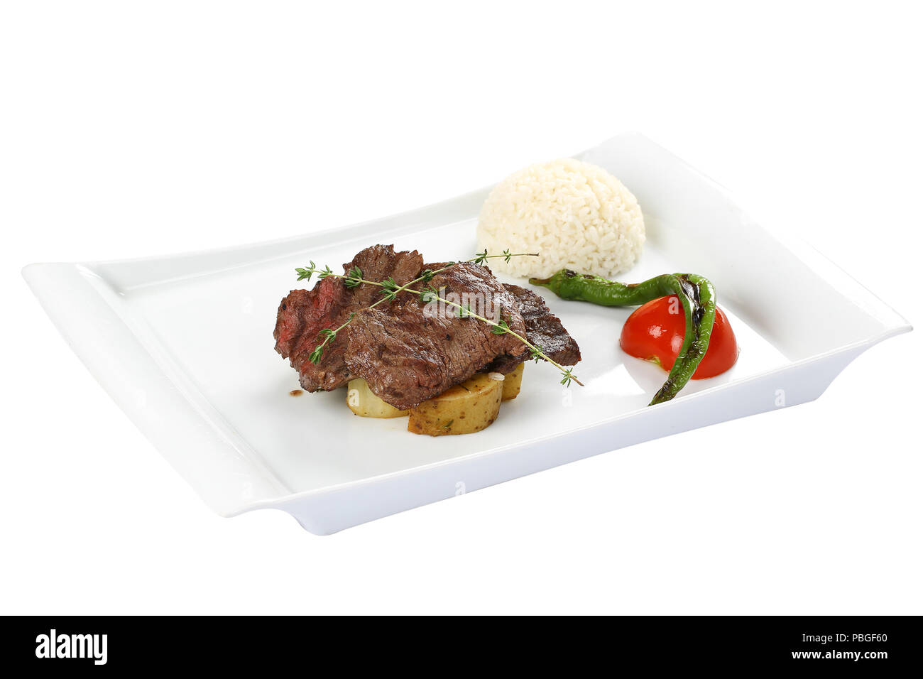 Grilled Beef Meat Steak and french fries Stock Photo Alamy