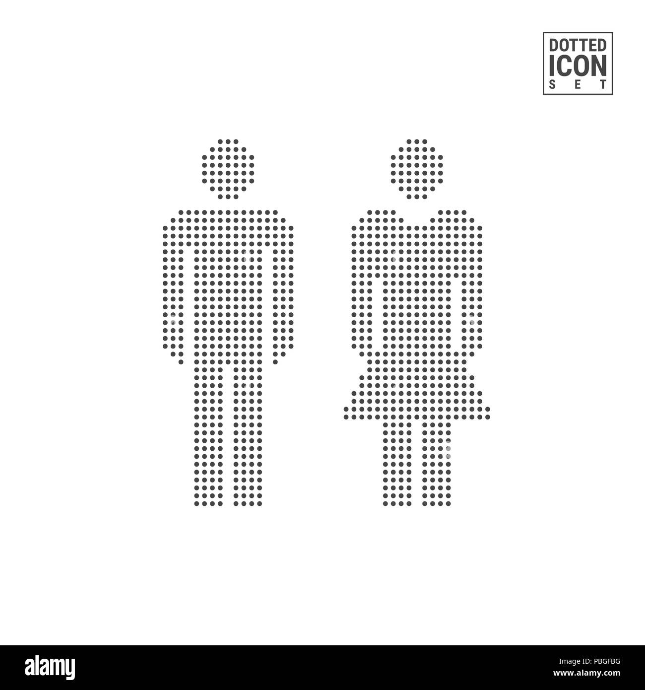 Man and Woman Dot Pattern Icon. Man and Woman Dotted Icon Isolated on ...