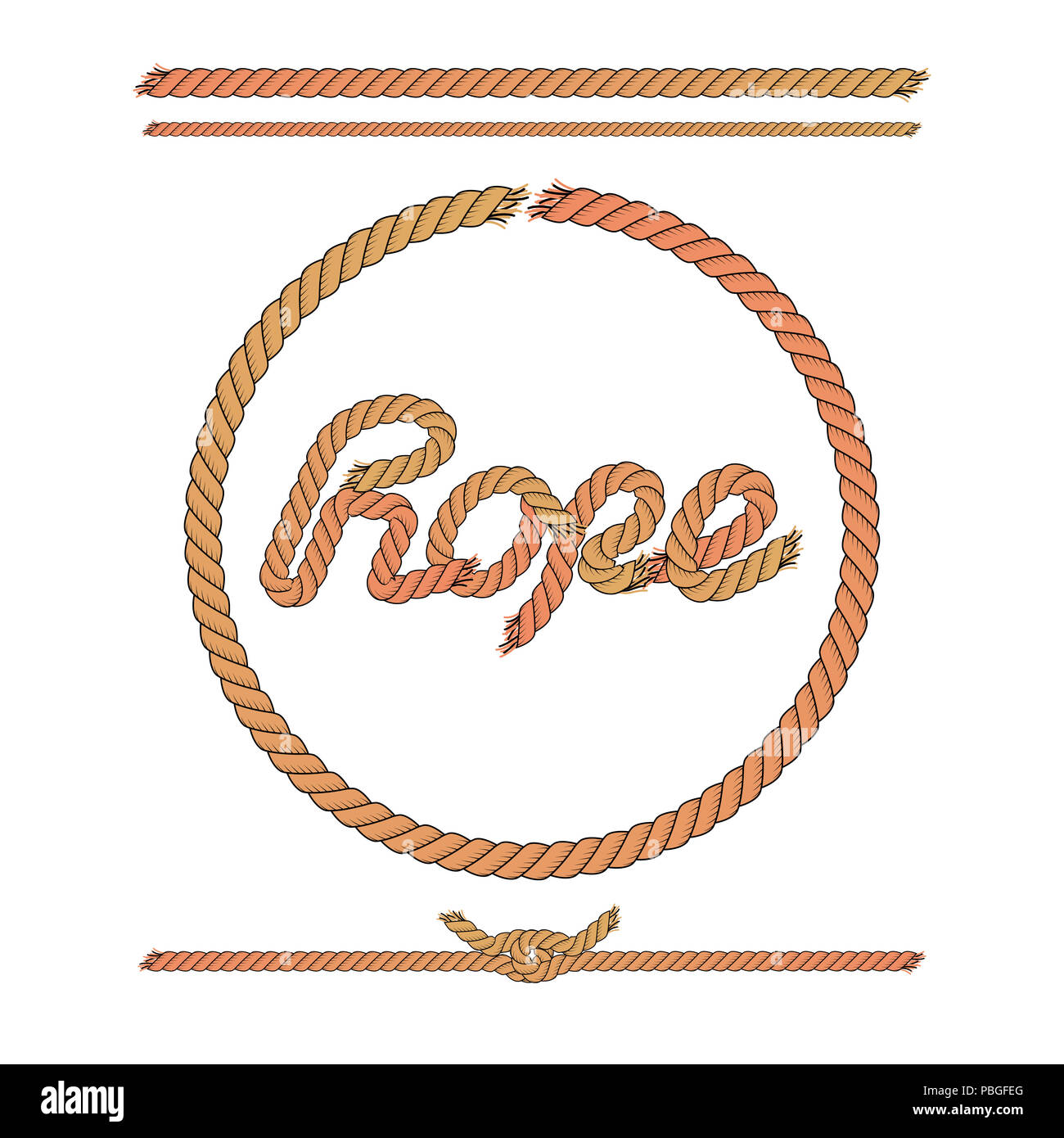 Circle Rope Frame. Illustration. Rope Lettering and Knot. Design ...