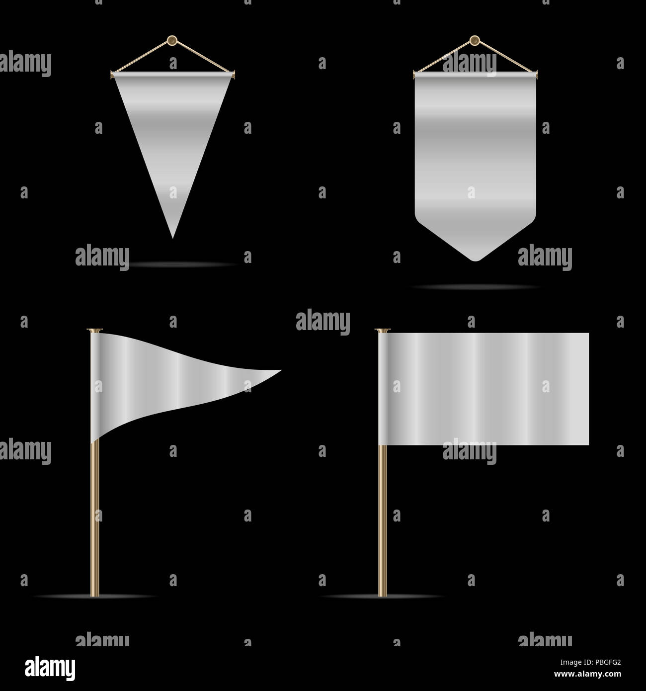 Blank White Flags and Pennants of Different Shapes. Design Elements Set for  Web Design, Banners, Presentations or Business Cards, Flyers, Brochures an  Stock Photo - Alamy