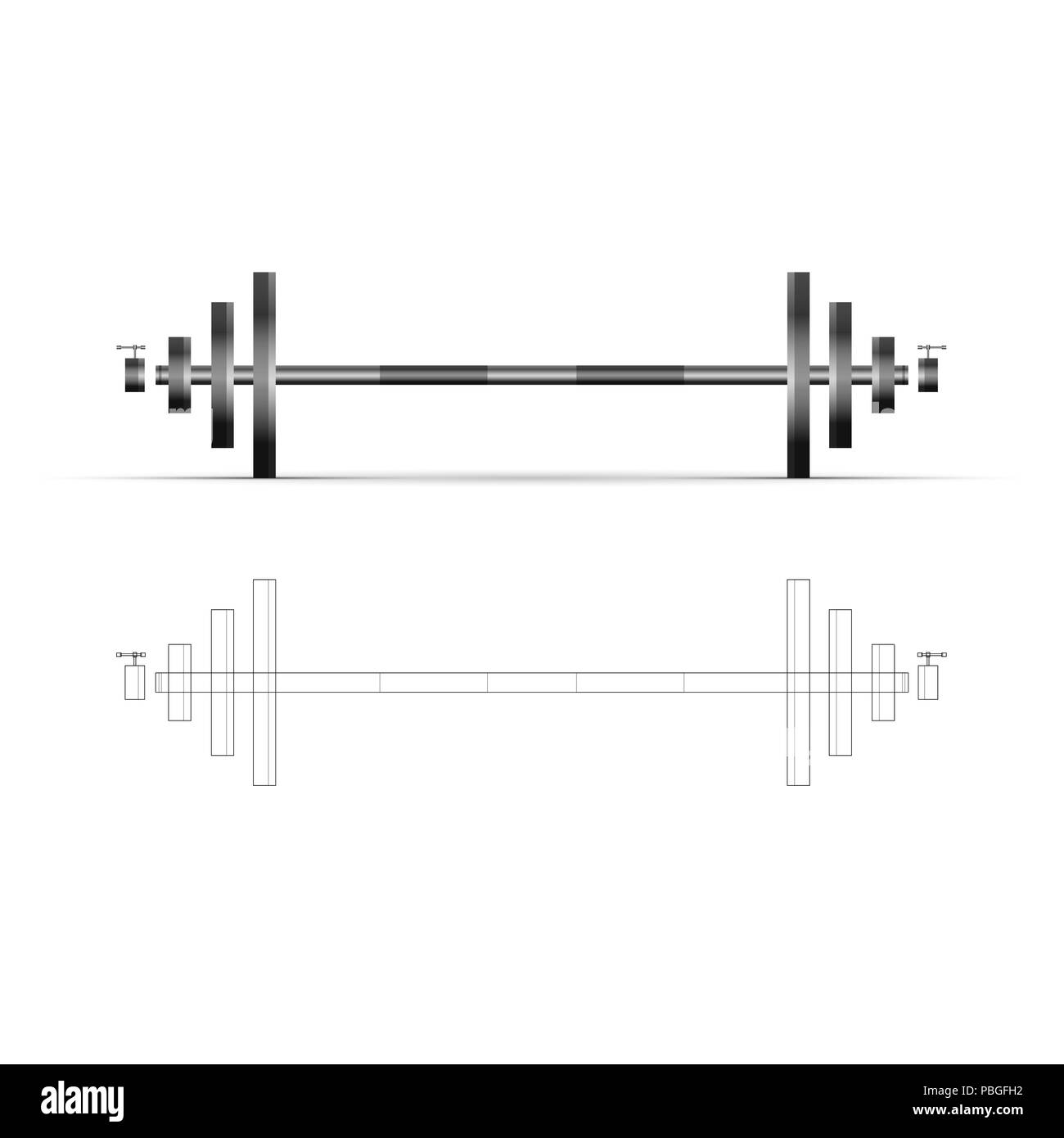 Sport Barbell. Fitness Gear. Design Elements Set for Web Design, Banners, Presentations or Business Cards, Flyers, Brochures and Posters. Stock Photo