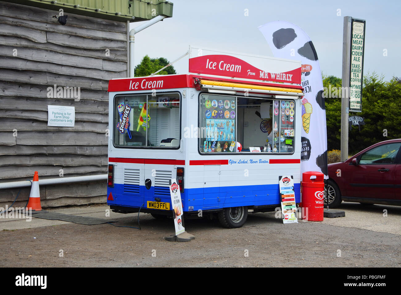 Mobile ice cream at Felicitys farm shop, Dorset, UK