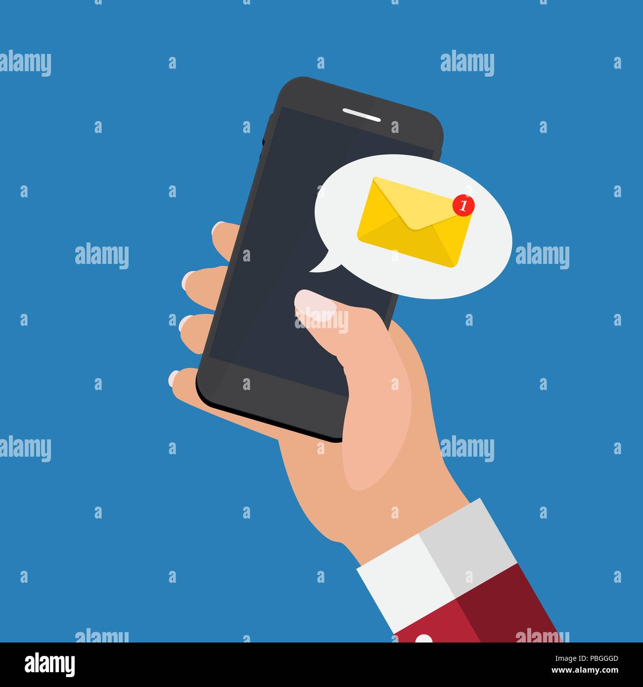 New Email on the smartphone screen notification concept. Vector ...