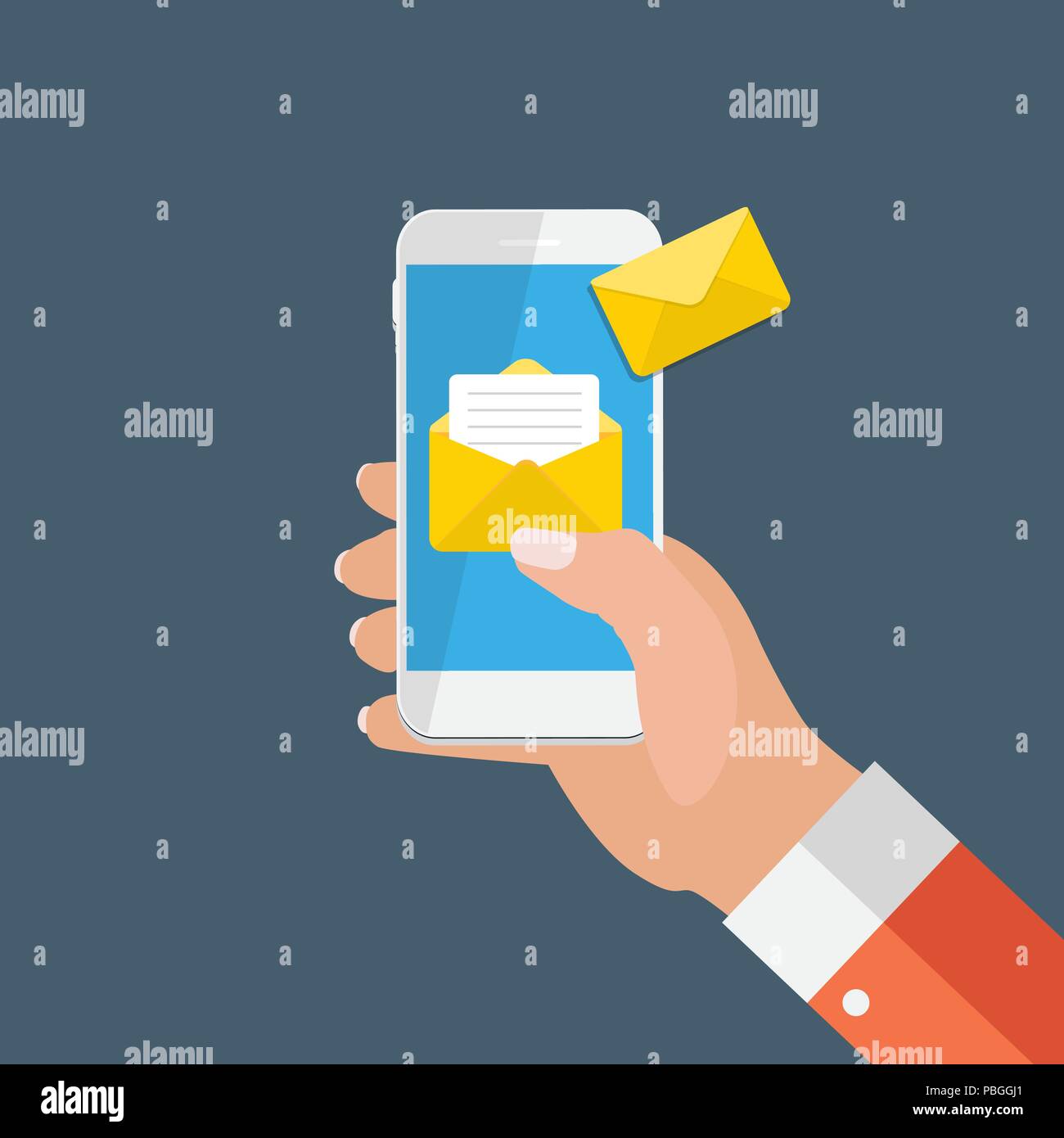 New Email on the smartphone screen notification concept. Vector ...