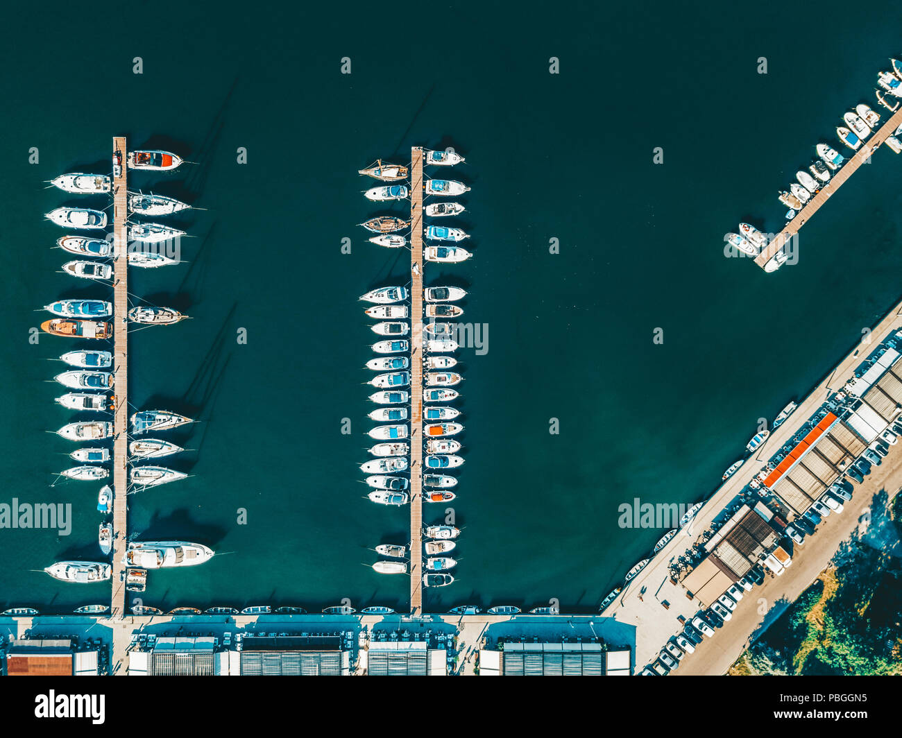 Aerial View Of Luxury Yachts And Boats In Port At The Black Sea Stock ...
