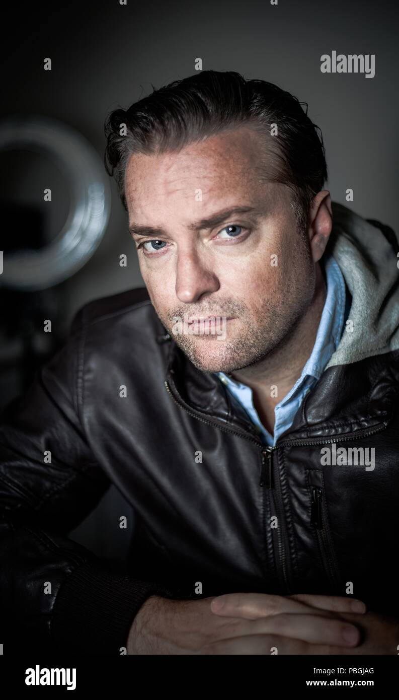 Old man in leather hi-res stock photography and images - Alamy