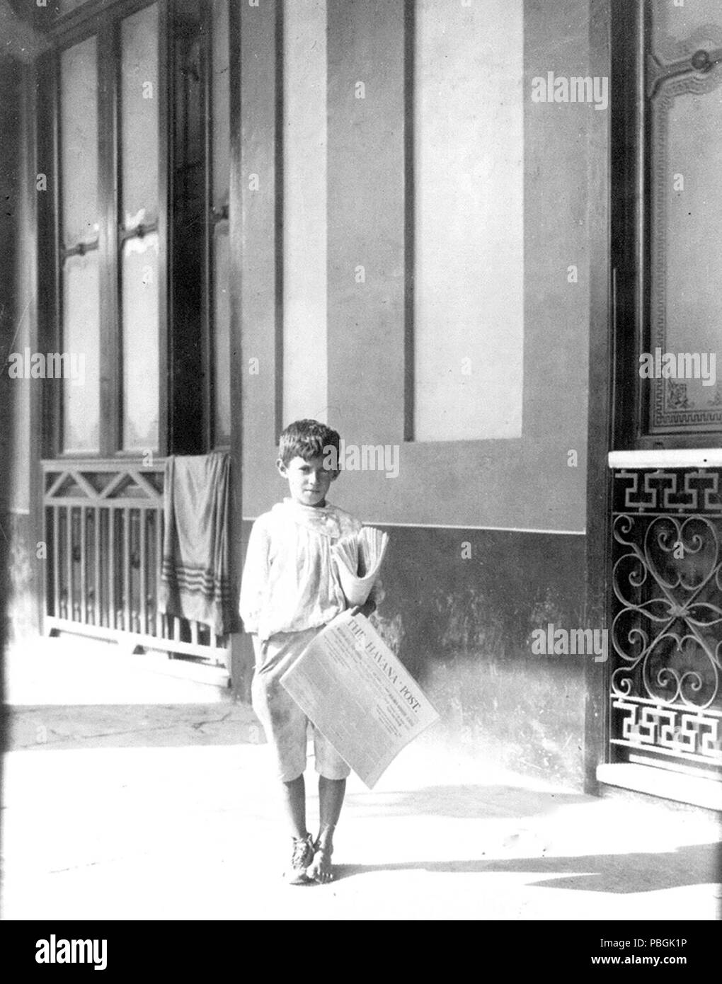 Newsboy, 1917 Cuba Stock Photo