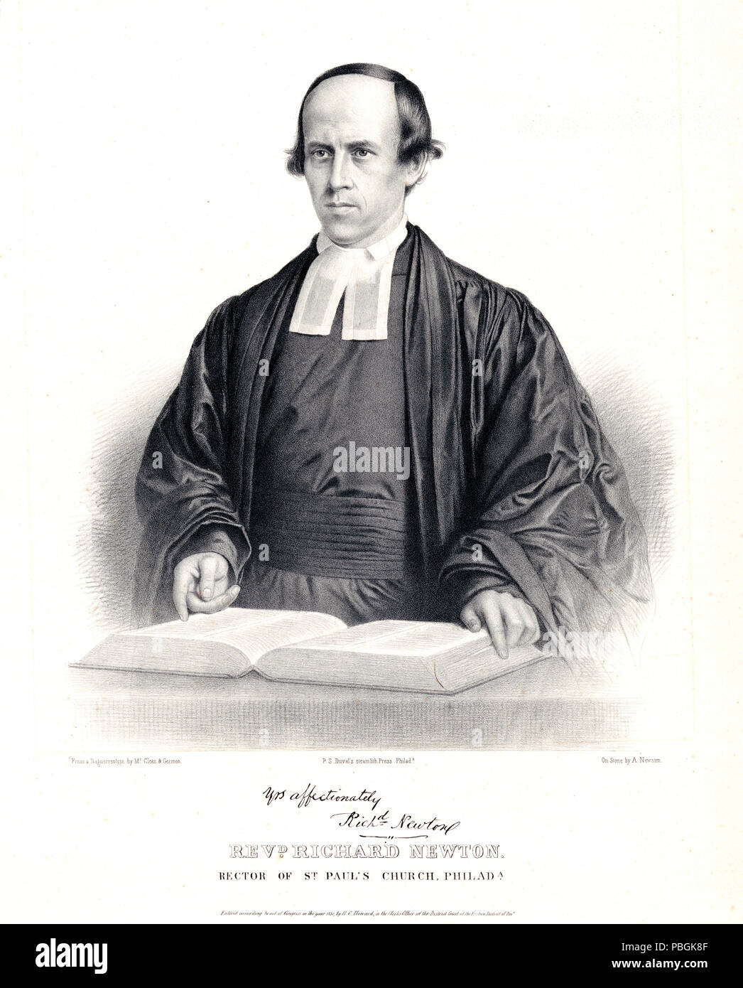 Revd. Richard Newton. Rector of St. Paul's Church, Philadelphia Stock Photo