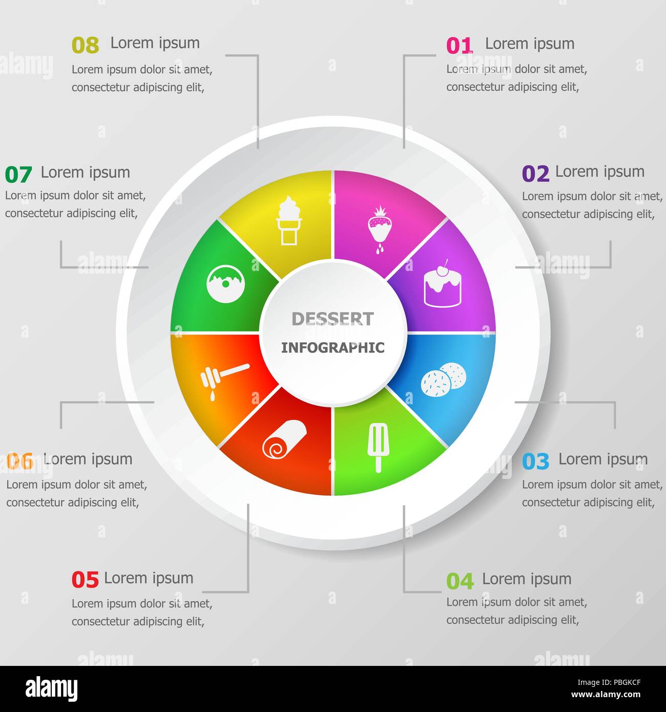 Infographic design template with dessert icons, stock vector Stock ...