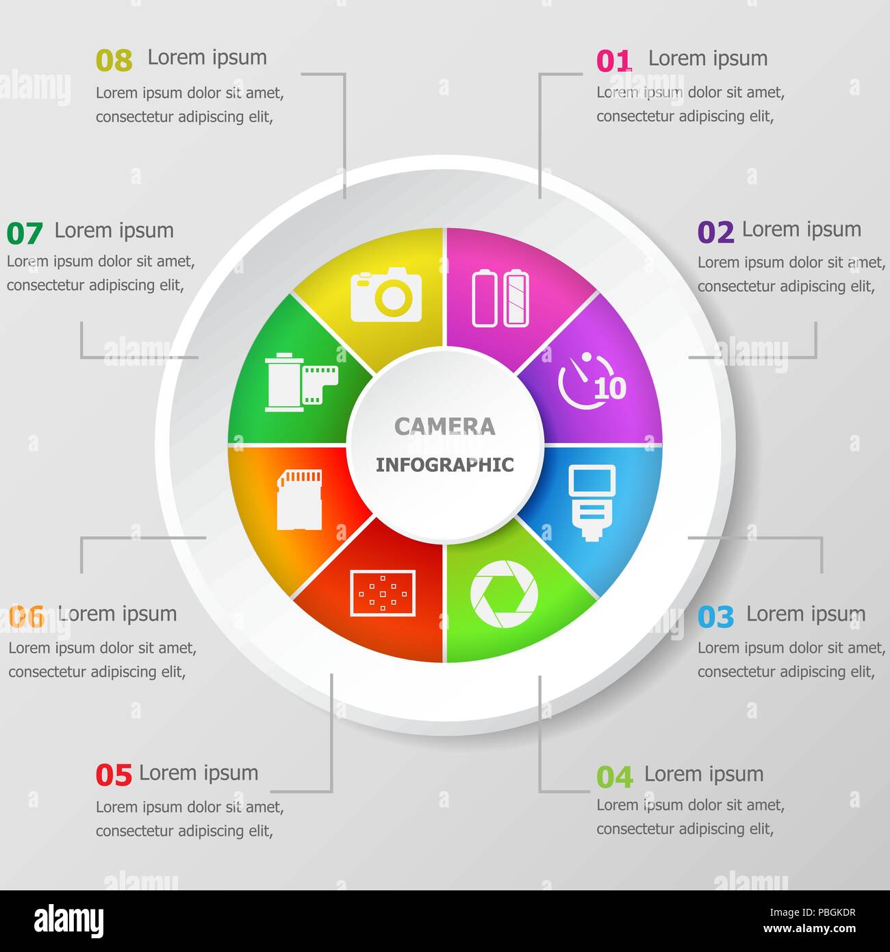 Infographic design template with camera icons, stock vector Stock ...
