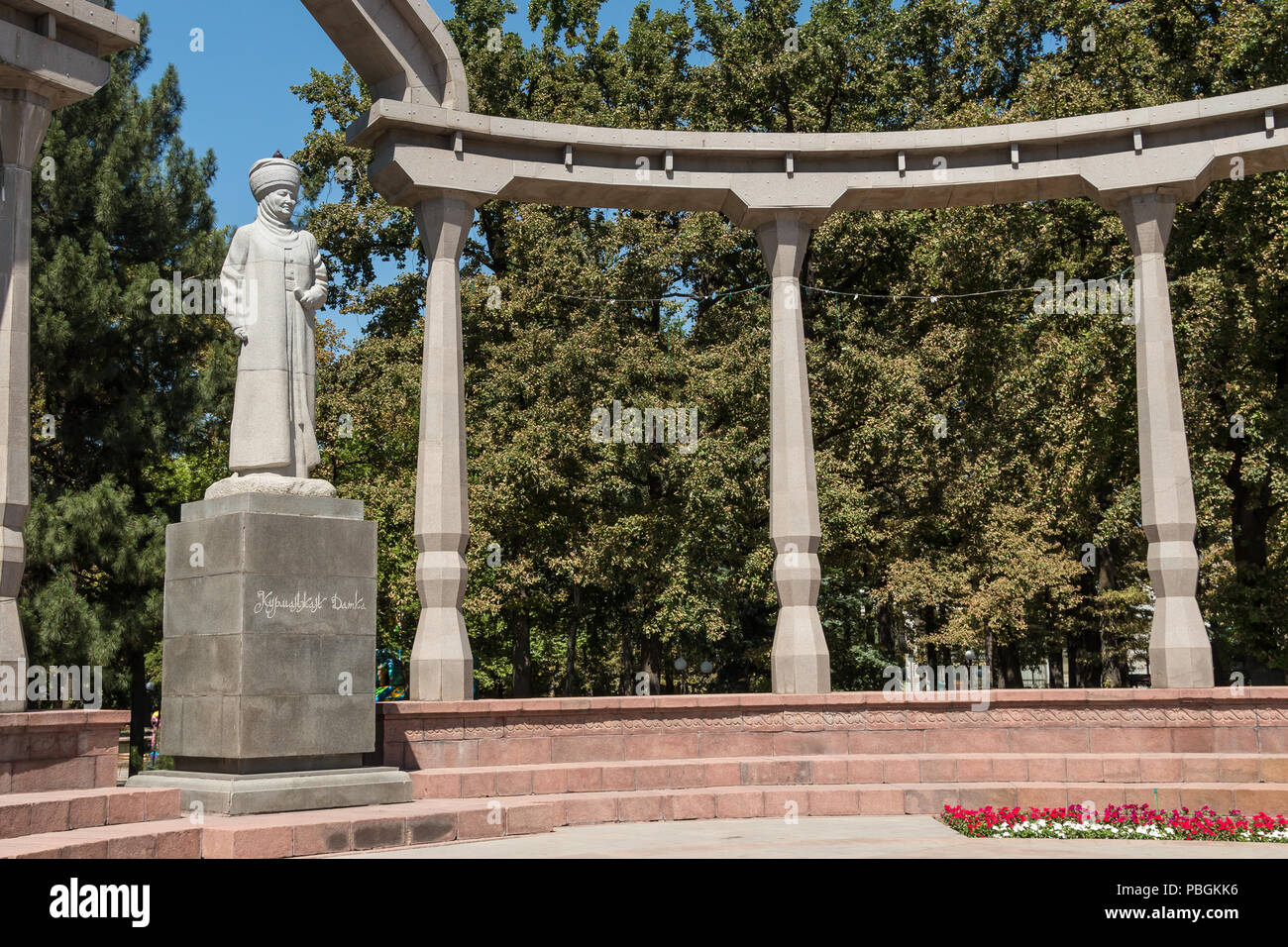 Statue of Kurmanjan Datka, a famous politican and stateswoman, in Bishkek, the capital of Kyrgyzstan Stock Photo