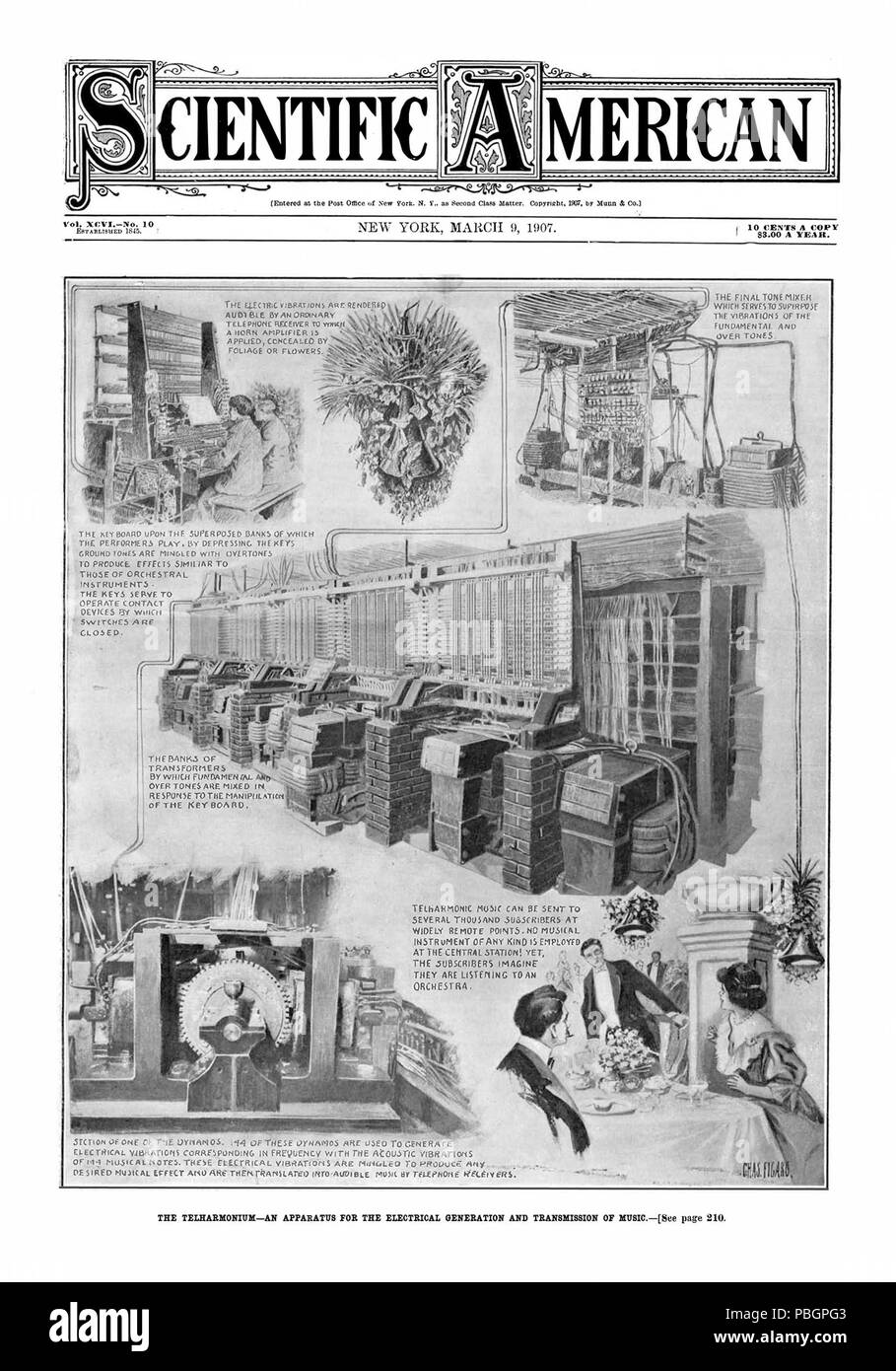 1602 Telharmonium - Scientific American 1907 Stock Photo