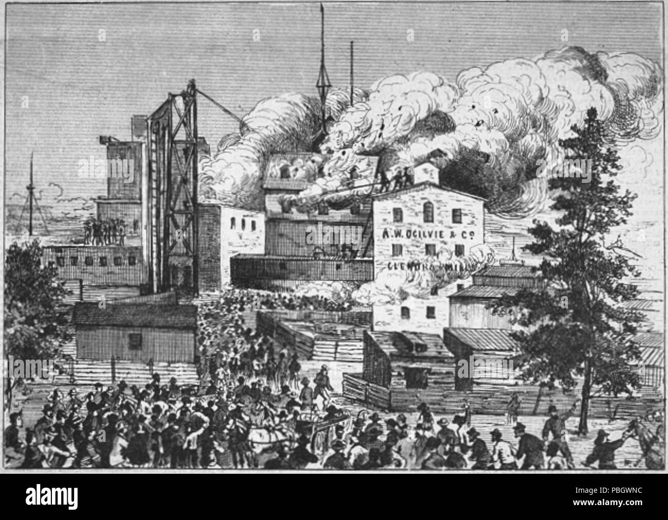 1634 The Fire at the Glenora Flour Mills Stock Photo Alamy