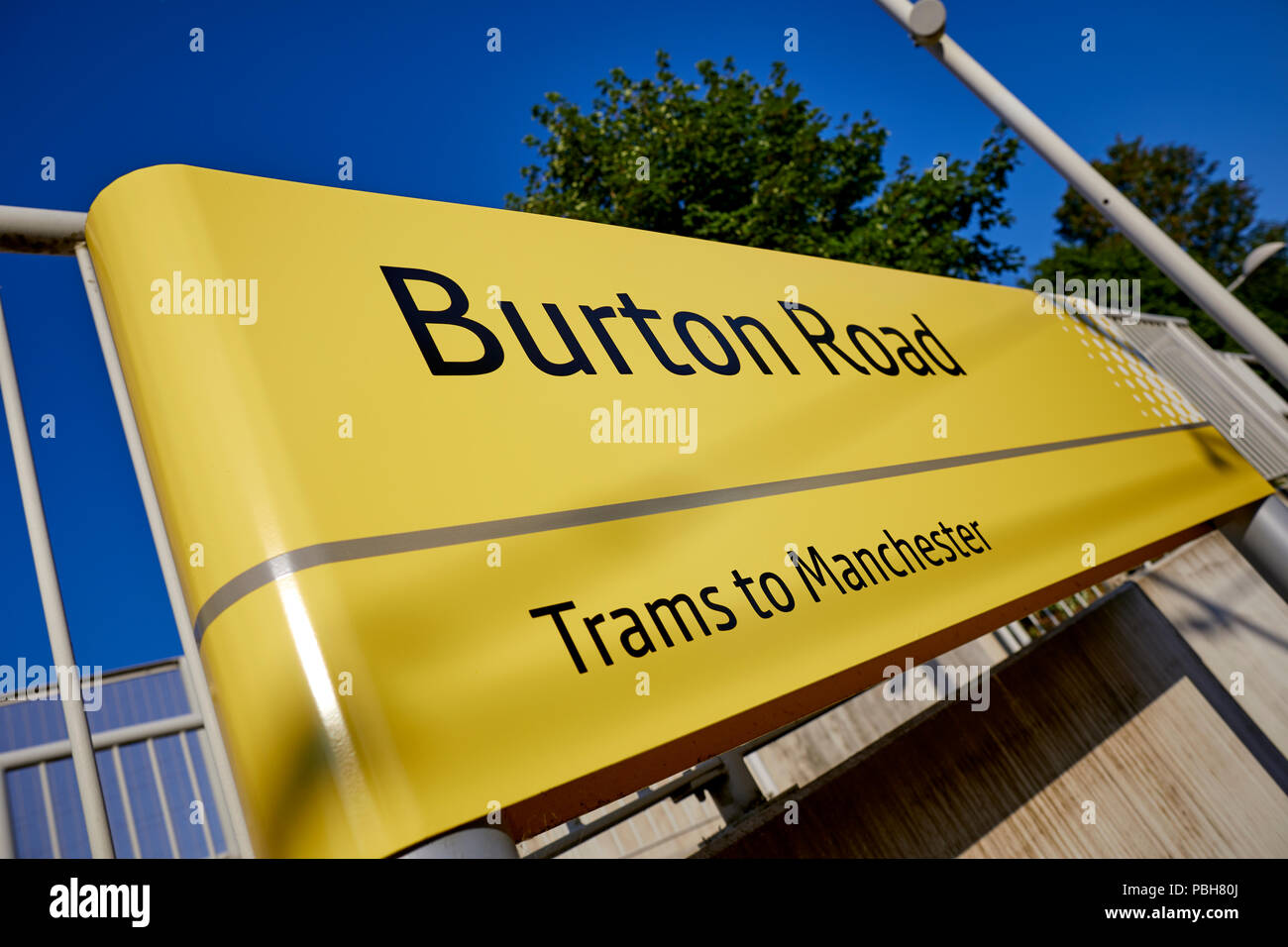 Burton Road Metrolink tram stop in Didsbury, south Manchester Stock Photo
