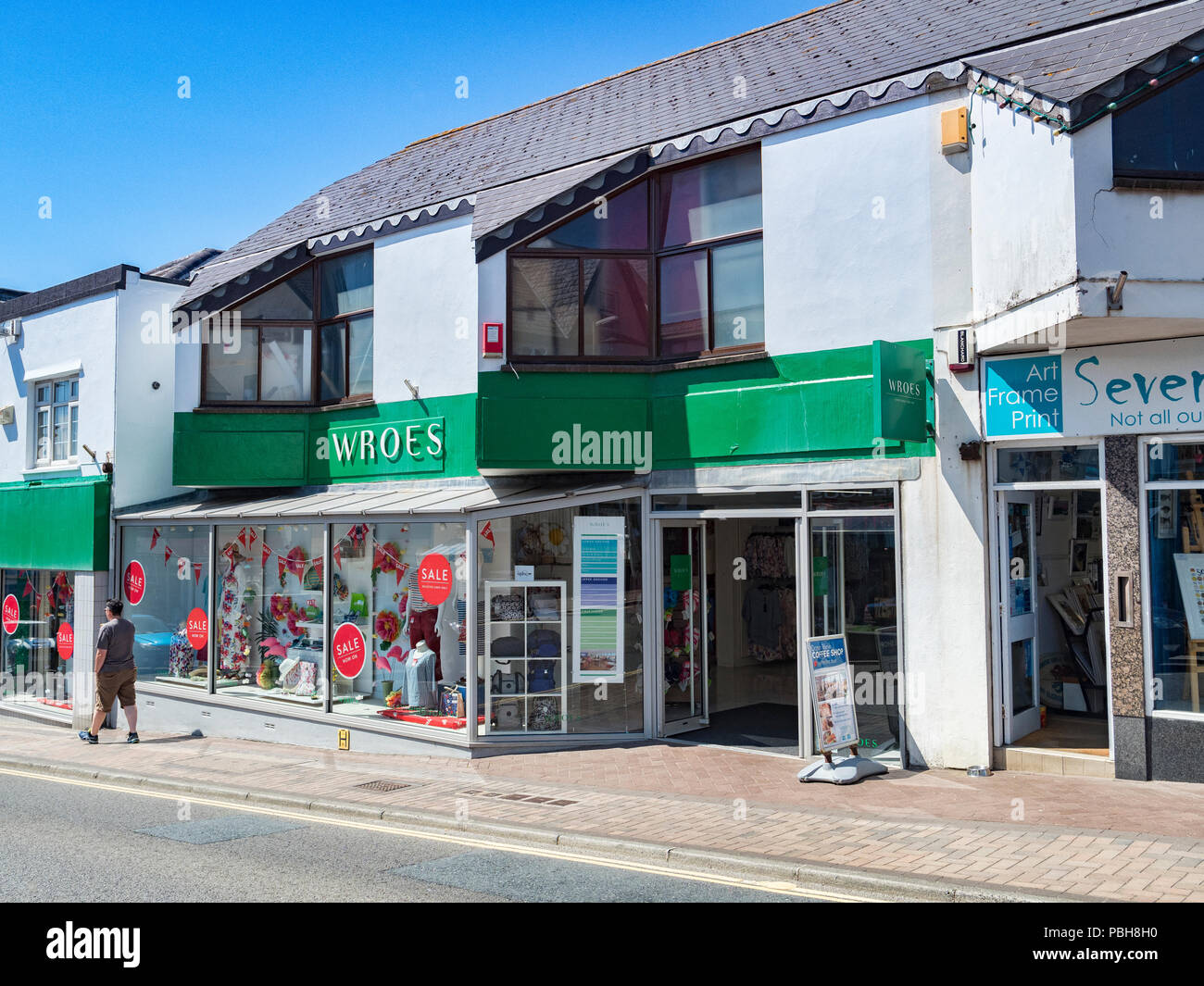 7 July 2018: Bude, Cornwall, UK - Wroes Department store in Belle View, Bude, Cornwall, UK. Stock Photo