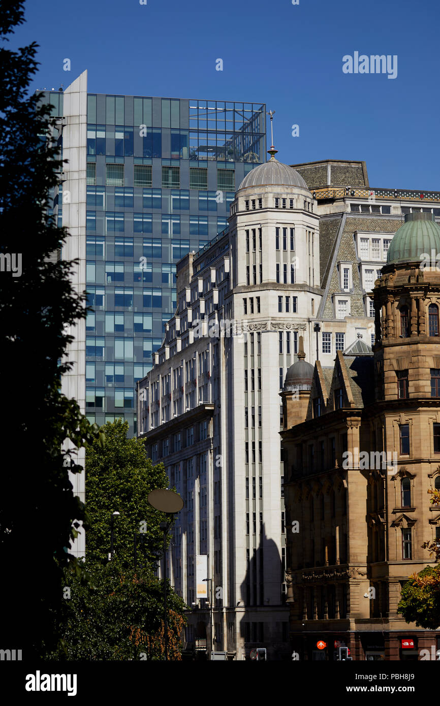 Manchester city centre from Peter Street, looking at Sunlight House, Quay St Stock Photo