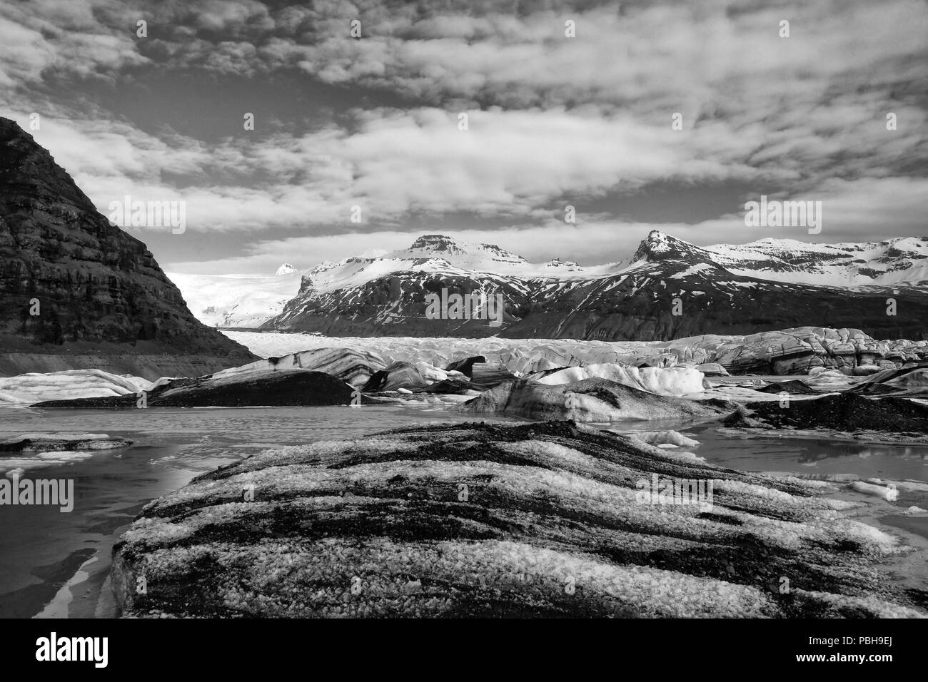 Icelandic Icebergs and landscape Stock Photo