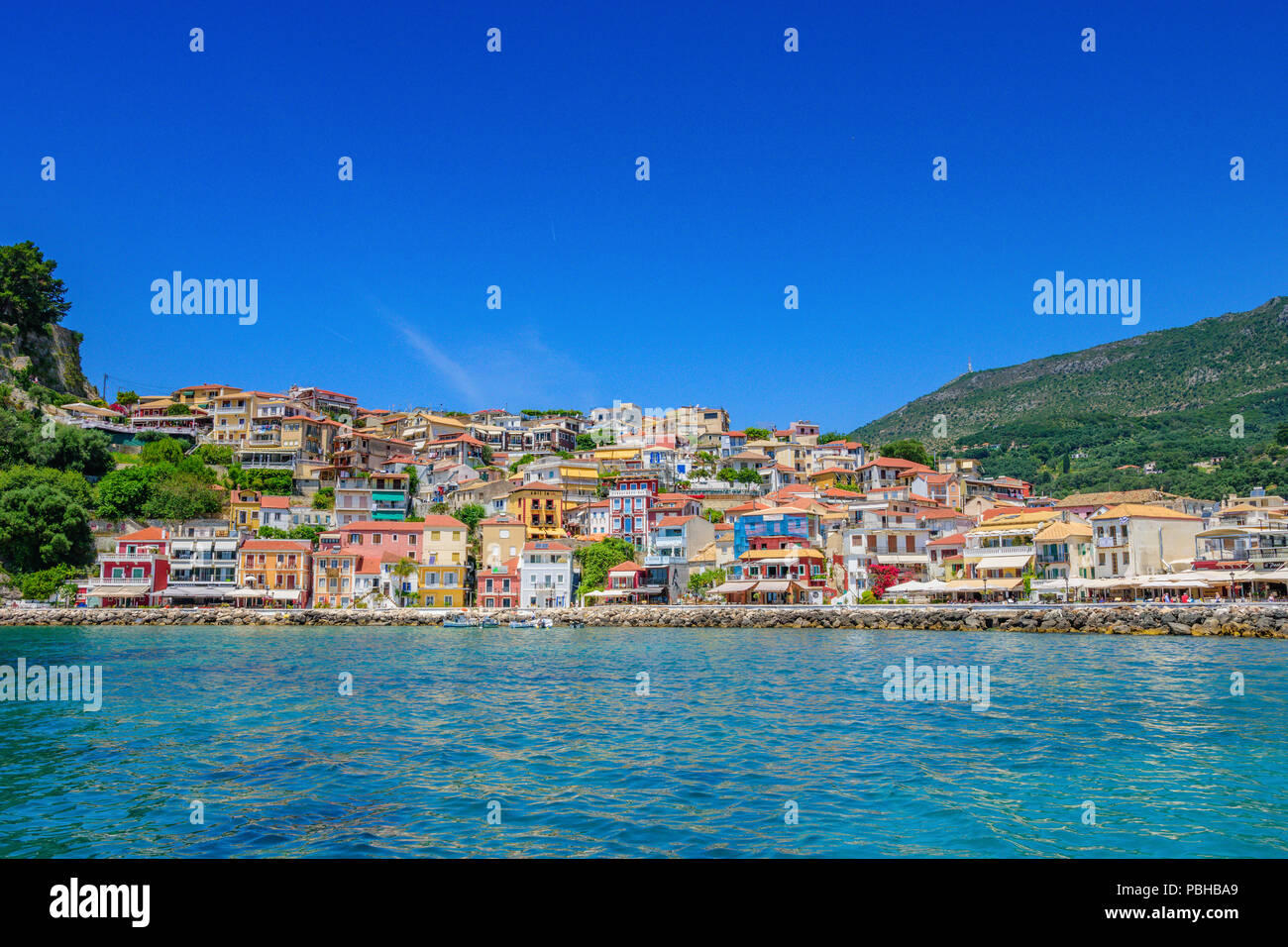 Amazing view from the coastal city of Parga with beautiful ...