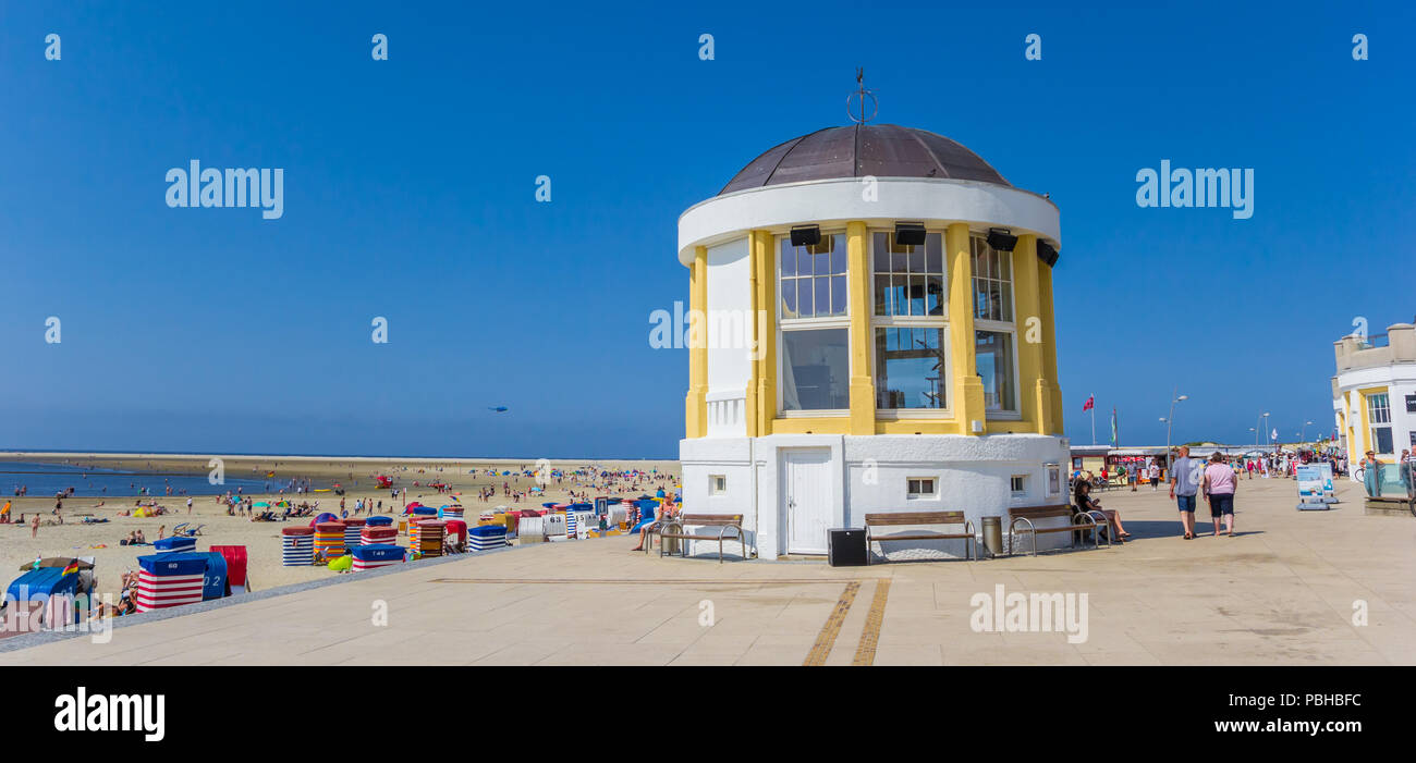 Panorama of the little music house on the boardwalk of Borkum, Germany Stock Photo