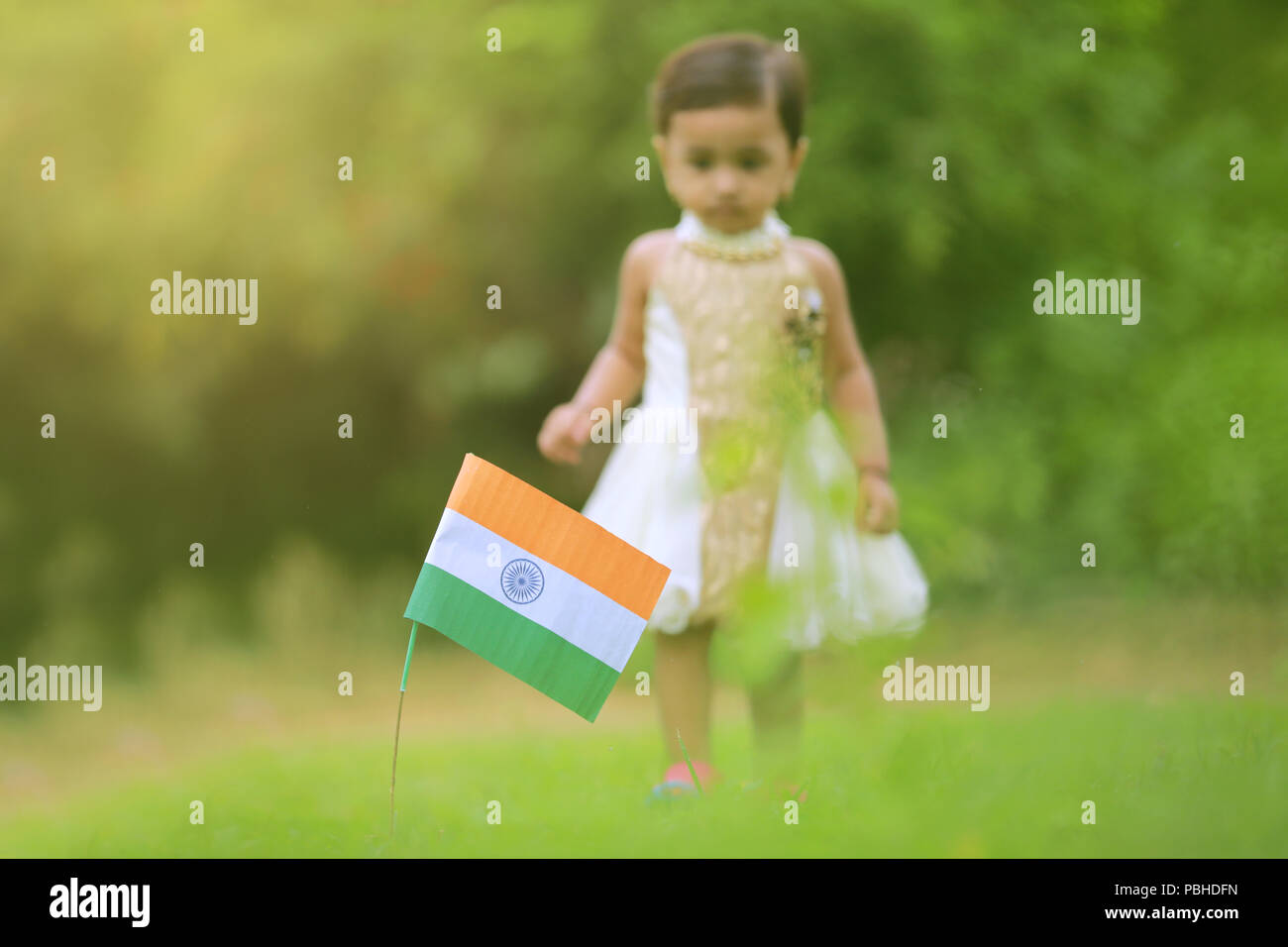 Indian Girl Holding An Indian Flag High Resolution Stock Photography