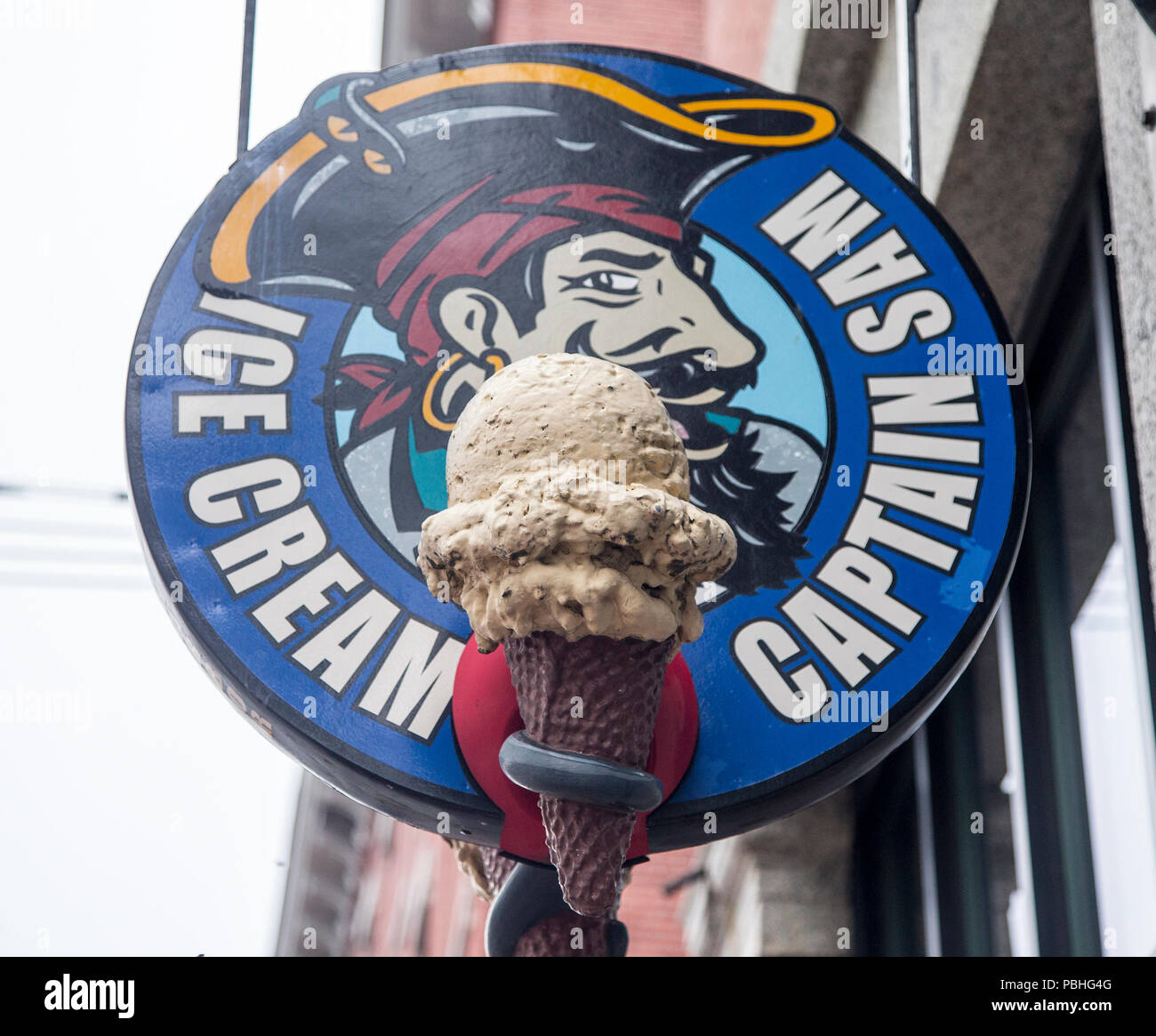 Sign above an ice cream shop in Portland, Maine Stock Photo Alamy