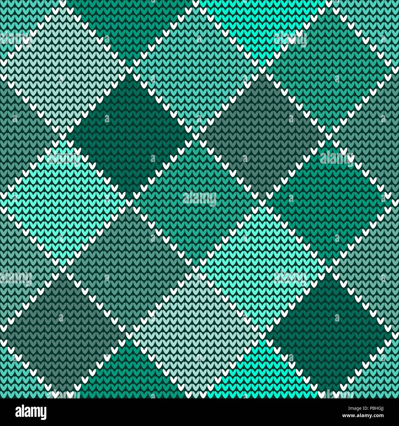 Seamless woolen knitted pattern Green Harlequin Stock Vector