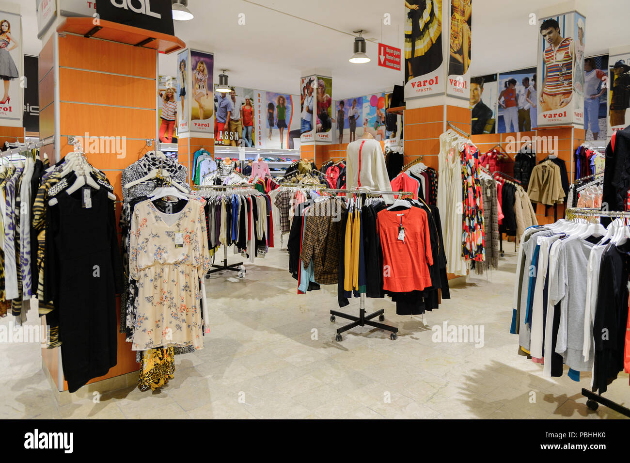 PAMUKKALE, TURKEY APR 18, 2015 Varol textil factory shop in Turkey