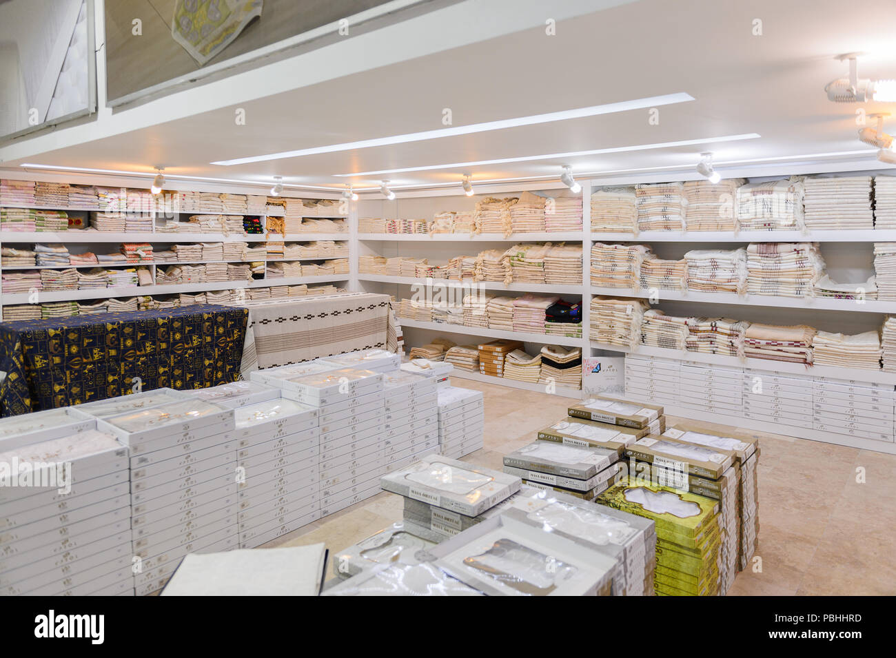 PAMUKKALE, TURKEY APR 18, 2015 Interior of the Varol textil factory