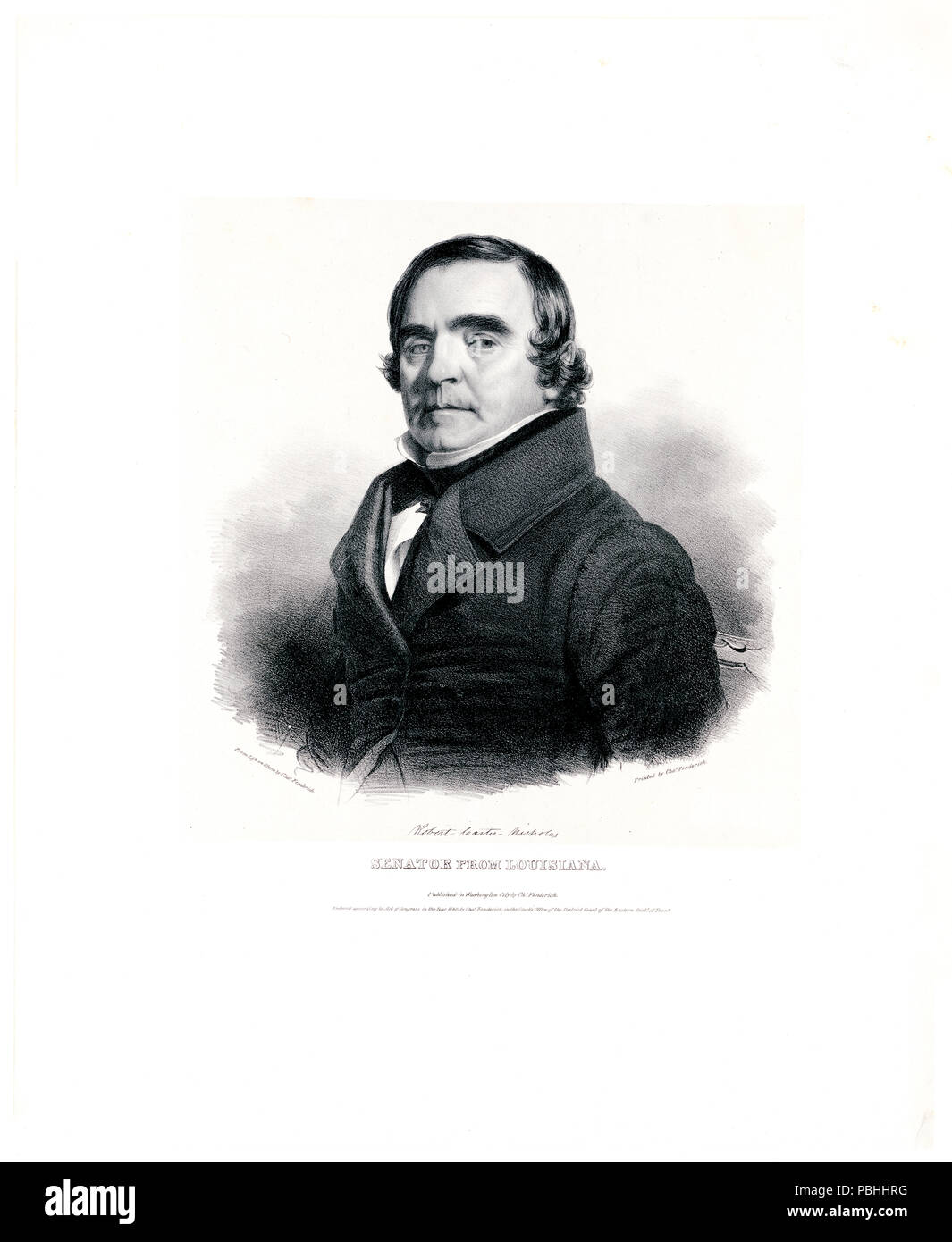 Robert Carter Nicholas, senator from Louisiana ca 1840 Stock Photo