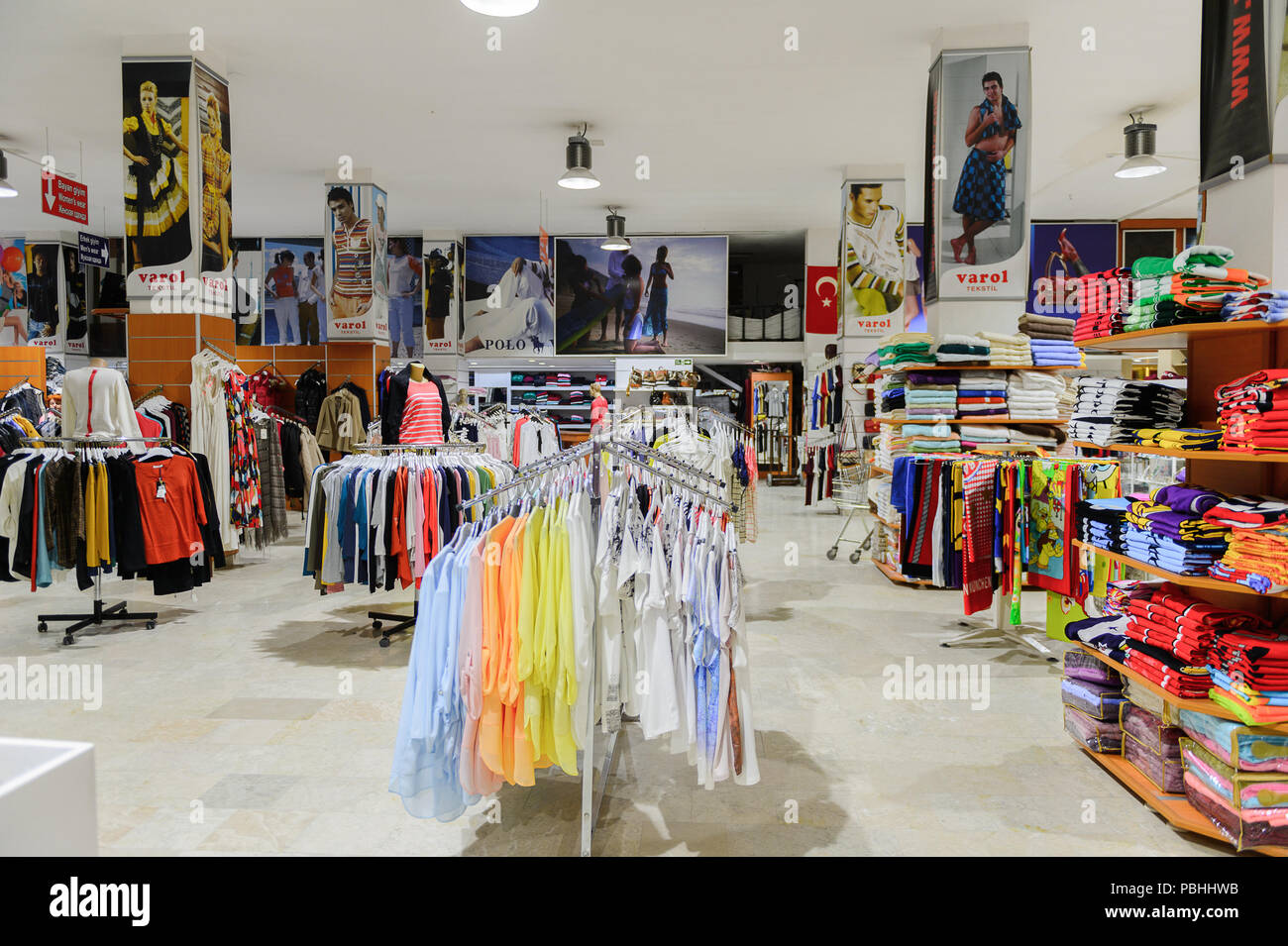 PAMUKKALE, TURKEY APR 18, 2015 Interior of the Varol textil factory