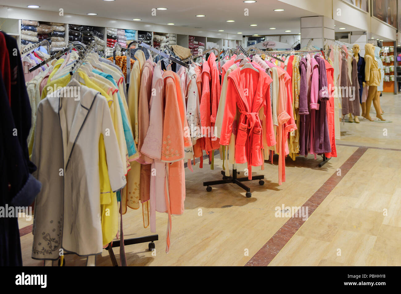 PAMUKKALE, TURKEY APR 18, 2015 Varol textil factory shop in Turkey