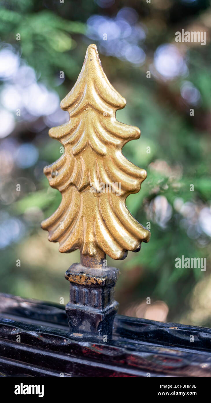 Decorative Fence Tip With A Shape Of Pine Tree Stock Photo