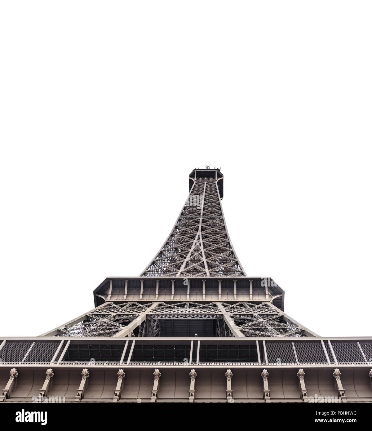 Elements of the Eiffel tower on a white background. Stock Photo