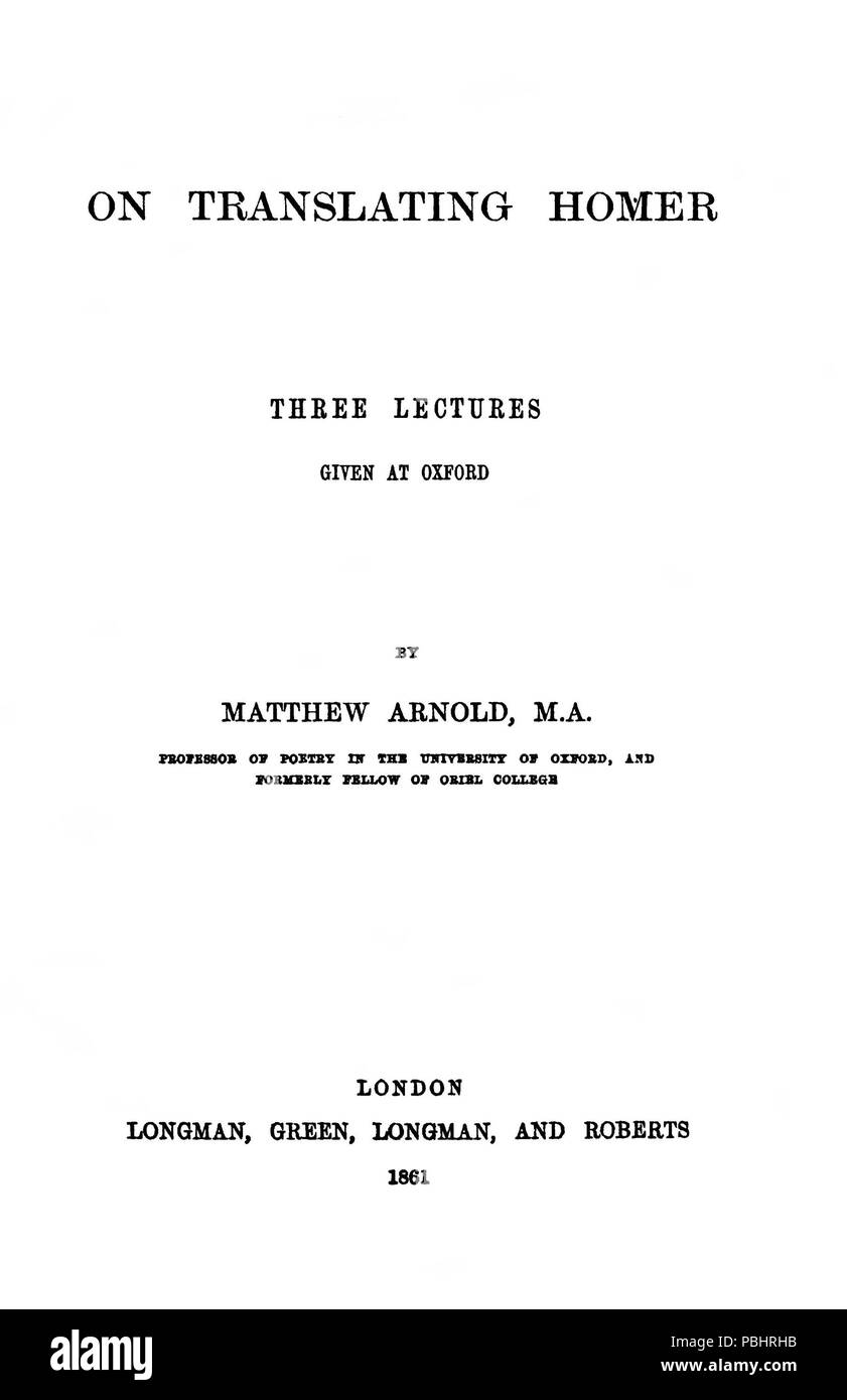 1752 Title Page of On Translating Homer Stock Photo