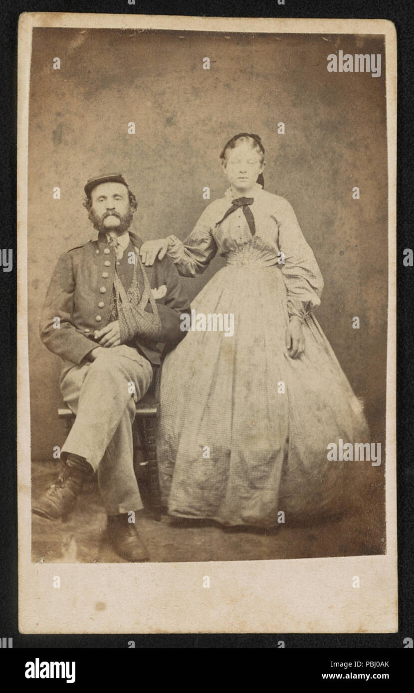 1789 Unidentified soldier in Confederate uniform with wife Stock Photo