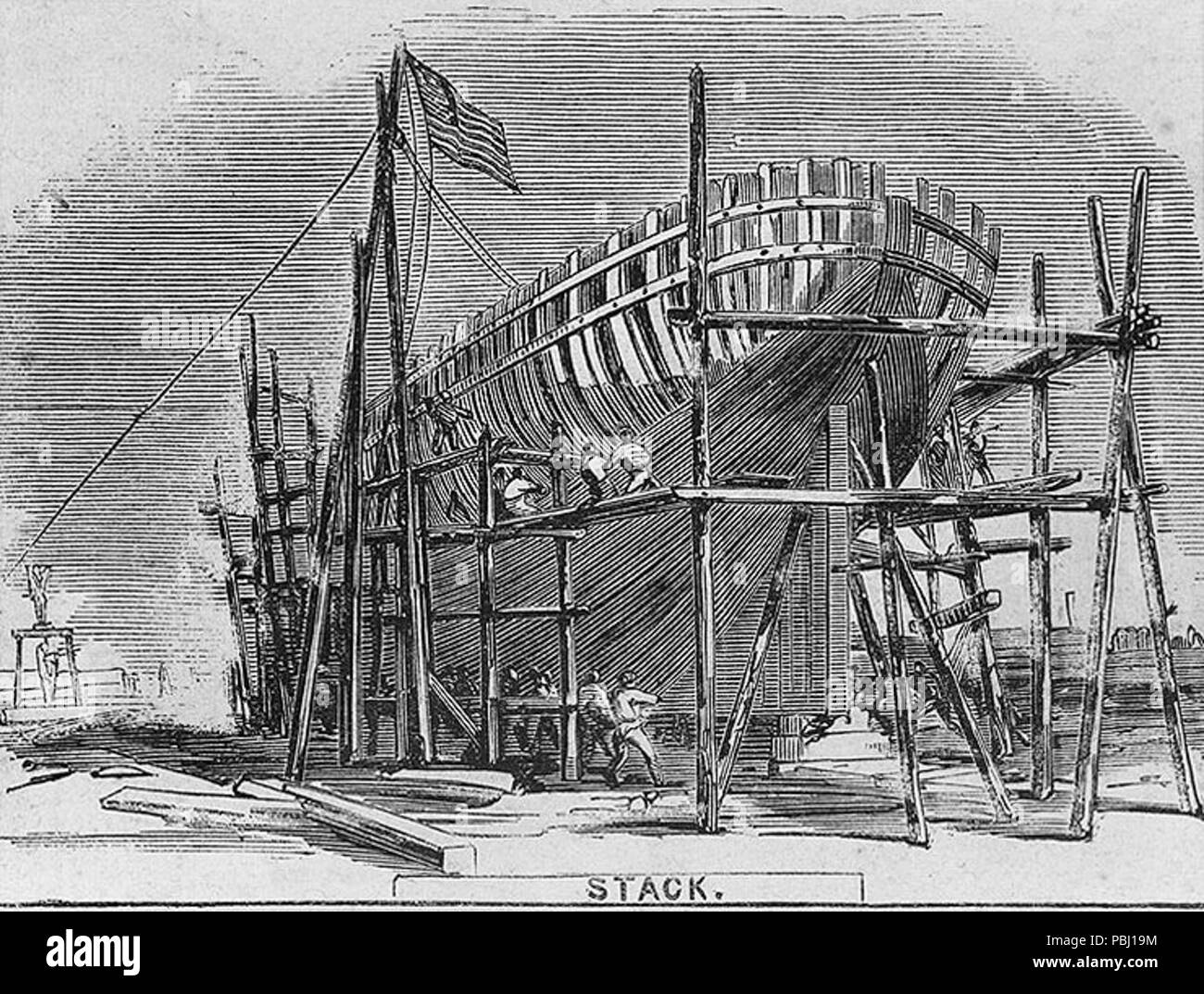 1796 USS Pembina under construction Stock Photo