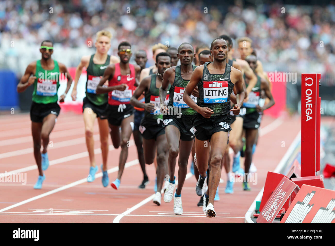 Vincent LETTING (Kenya) competing in the Men's 5000m Final at the 2018, IAAF Diamond League, Anniversary Games, Queen Elizabeth Olympic Park, Stratford, London, UK. Stock Photo