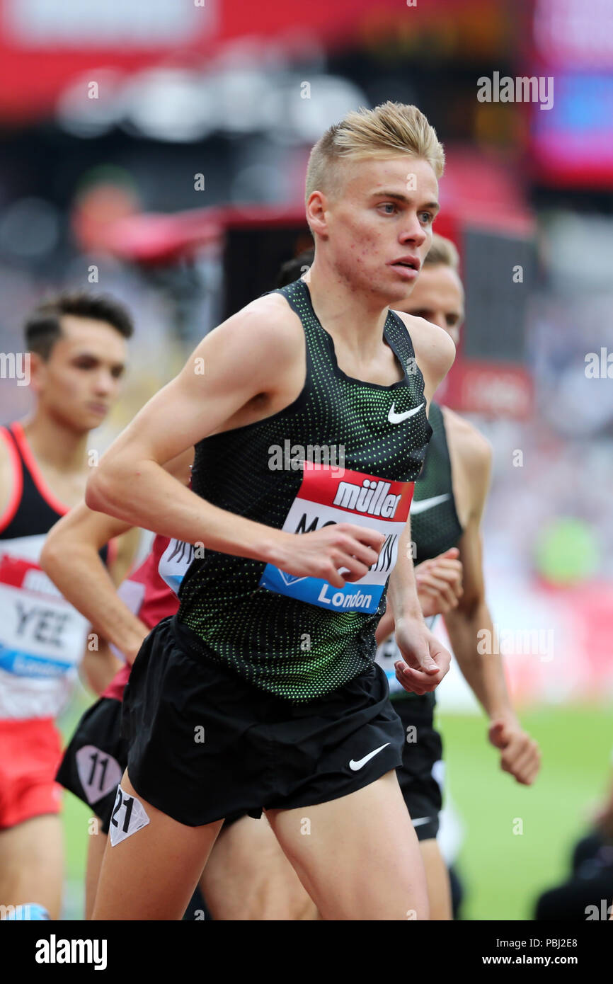 Stewart MCSWEYN (Australia) competing in the Men's 5000m Final at the 2018, IAAF Diamond League, Anniversary Games, Queen Elizabeth Olympic Park, Stratford, London, UK. Stock Photo