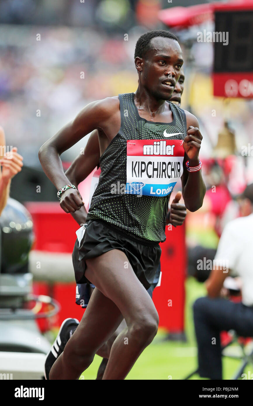 Shadrack KIPCHIRCHIR (United States of America) competing in the Men's 5000m Final at the 2018, IAAF Diamond League, Anniversary Games, Queen Elizabeth Olympic Park, Stratford, London, UK. Stock Photo