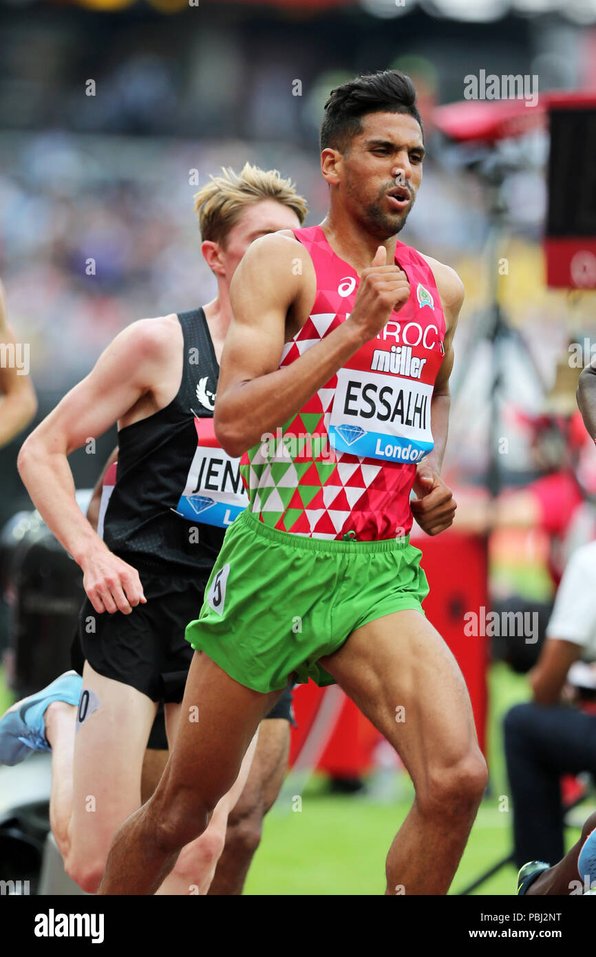 Younéss ESSALHI (Morocco) competing in the Men's 5000m Final at the 2018, IAAF Diamond League, Anniversary Games, Queen Elizabeth Olympic Park, Stratford, London, UK. Stock Photo