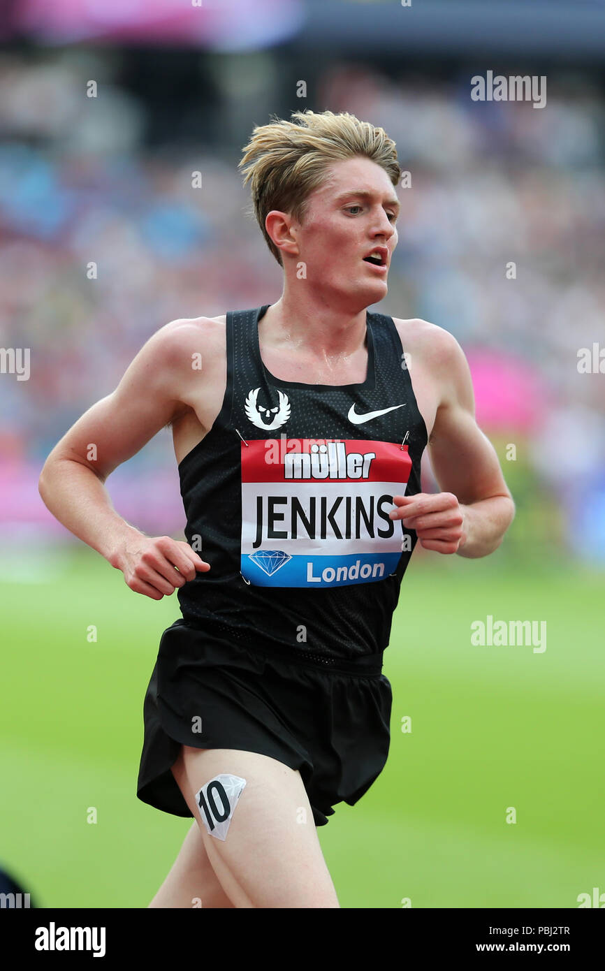 Eric JENKINS (United States of America) competing in the Men's 5000m Final at the 2018, IAAF Diamond League, Anniversary Games, Queen Elizabeth Olympic Park, Stratford, London, UK. Stock Photo