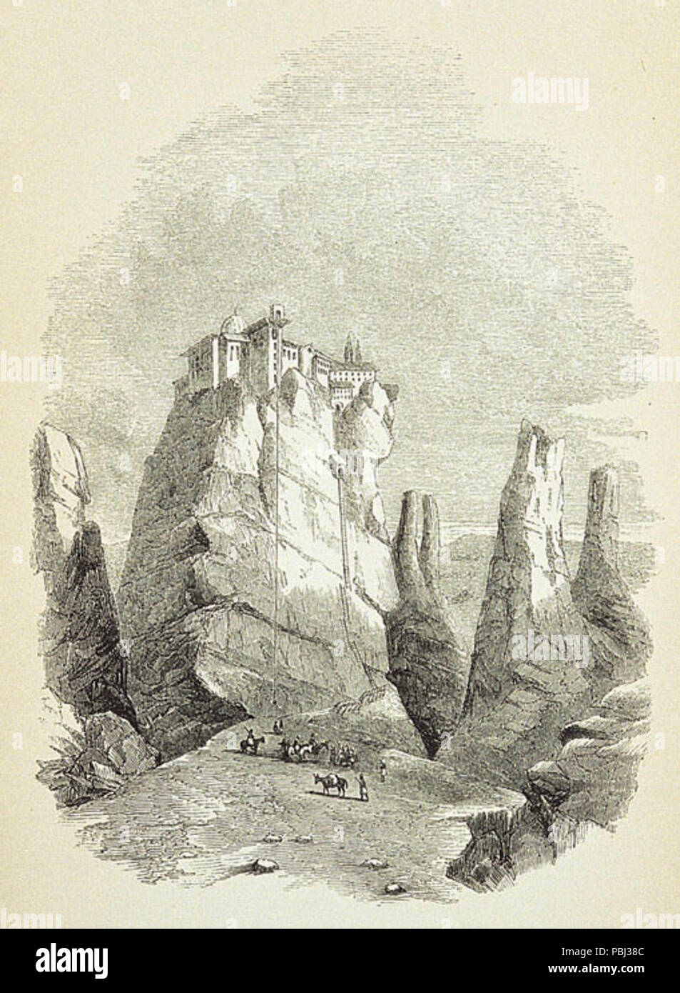 1816 View of the monastery of St Barlaam, at Meteora - Curzon Robert - 1849 Stock Photo