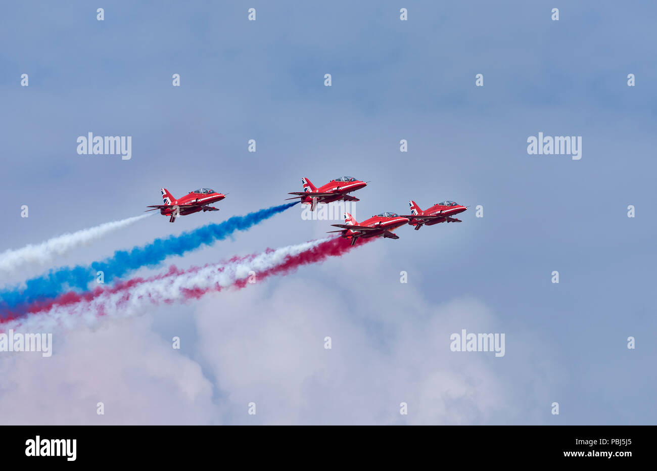 The Red Arrows Taking Part in the Royal International Air Tattoo, Fairford. Stock Photo