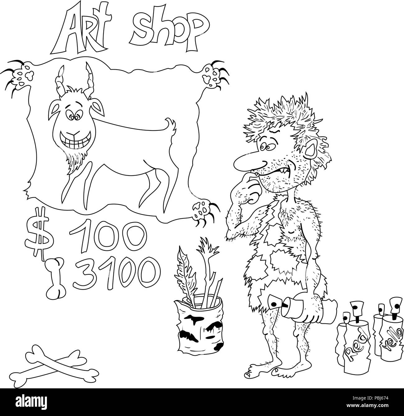 Cartoon Prehistoric Artist Stock Vector
